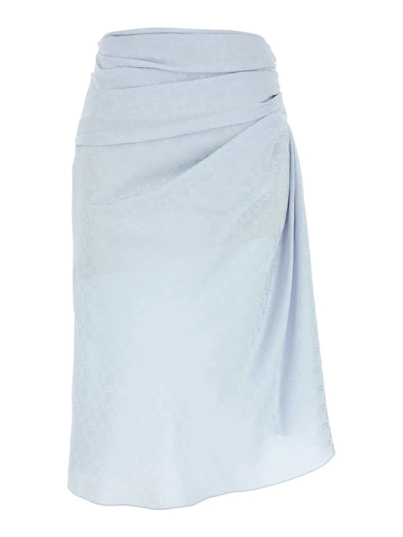 SMOCK WAIST DRAPED MIDI SKIRT