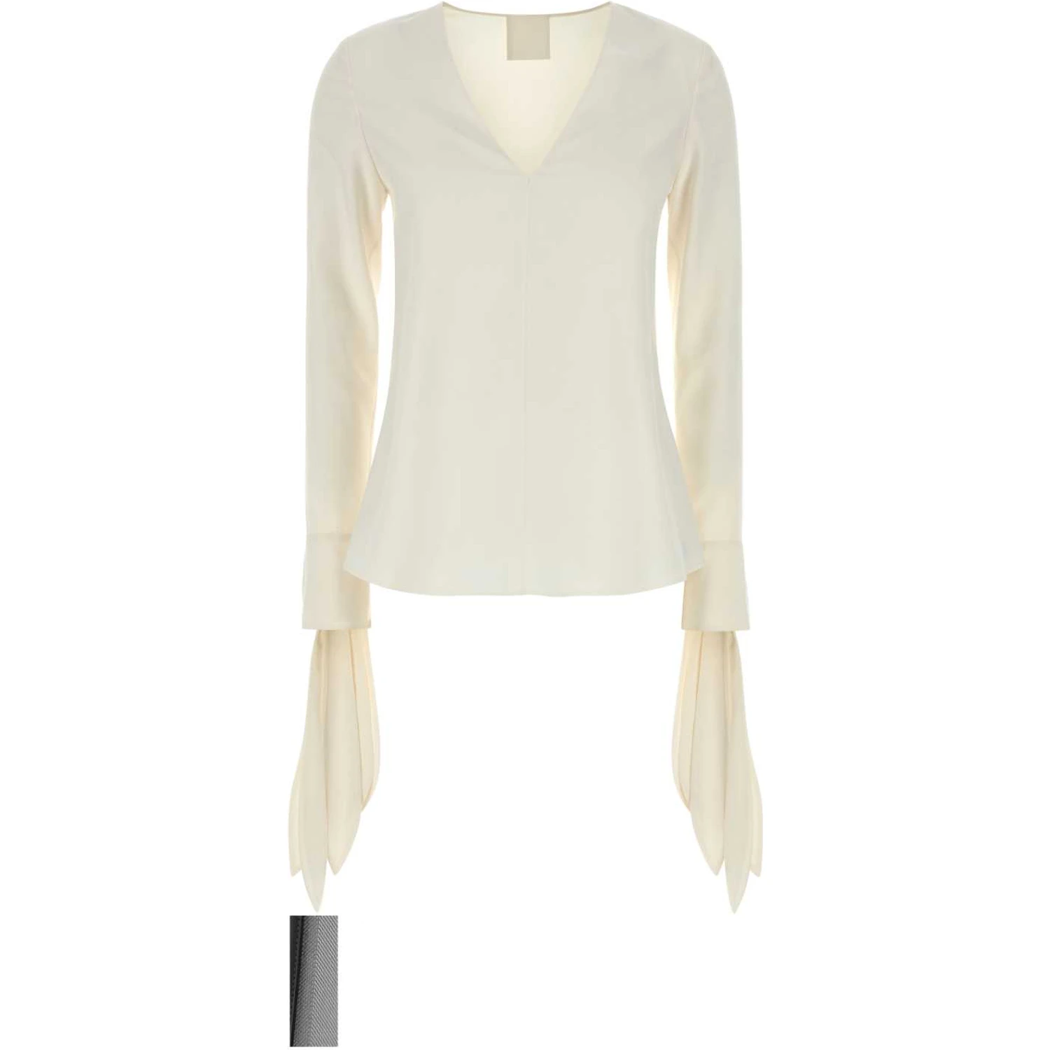 DEEP V-NECK BOW CUFFS BLOUSE
