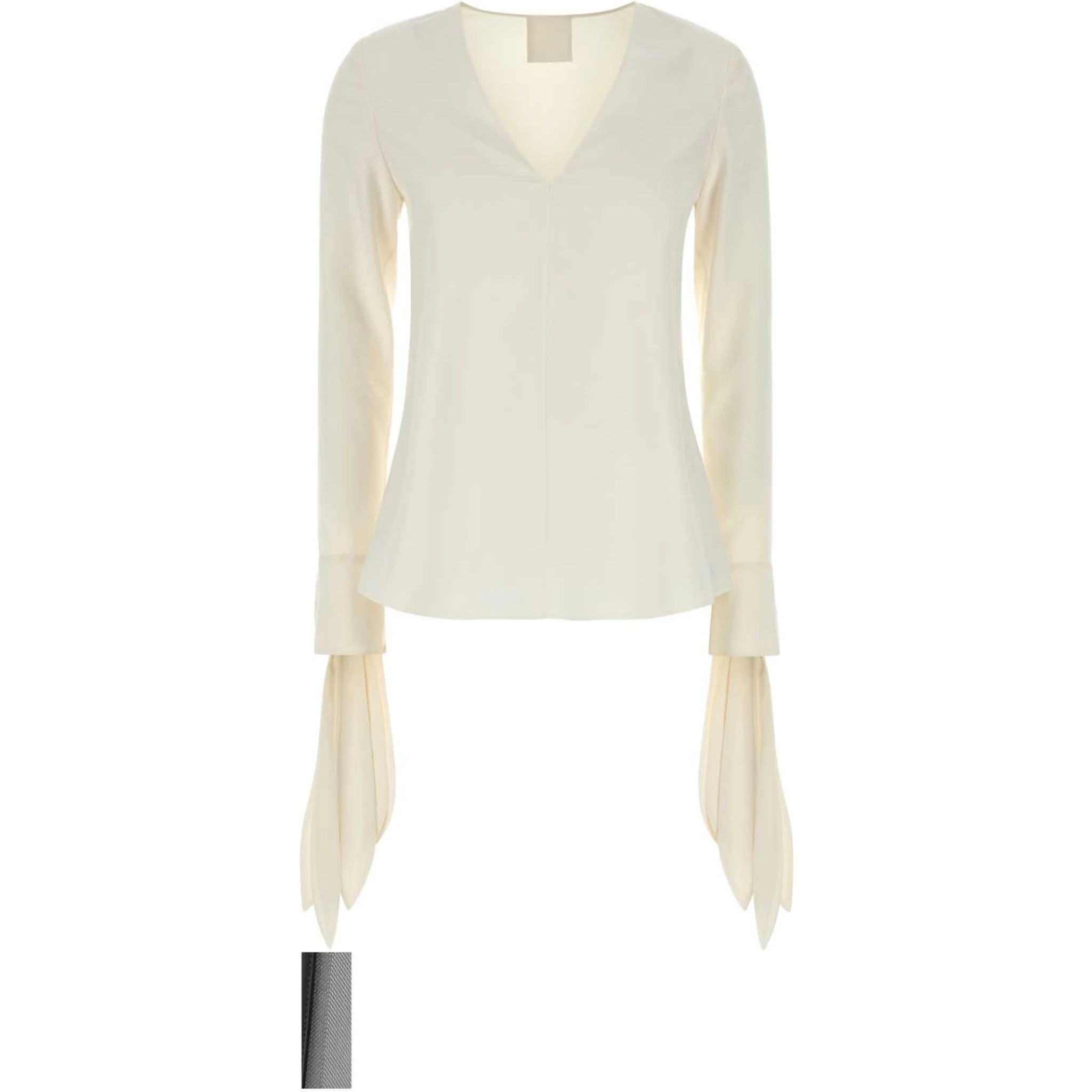 DEEP V-NECK BOW CUFFS BLOUSE