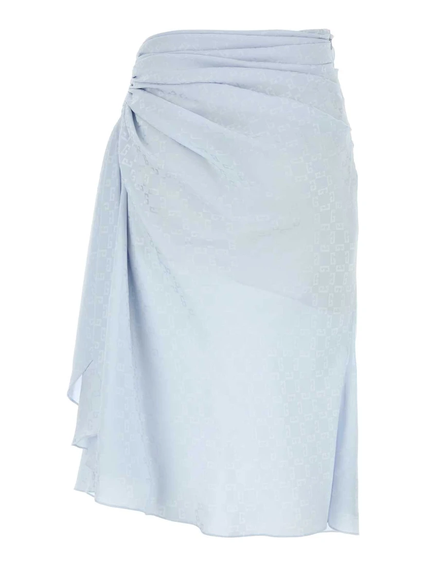 SMOCK WAIST DRAPED MIDI SKIRT
