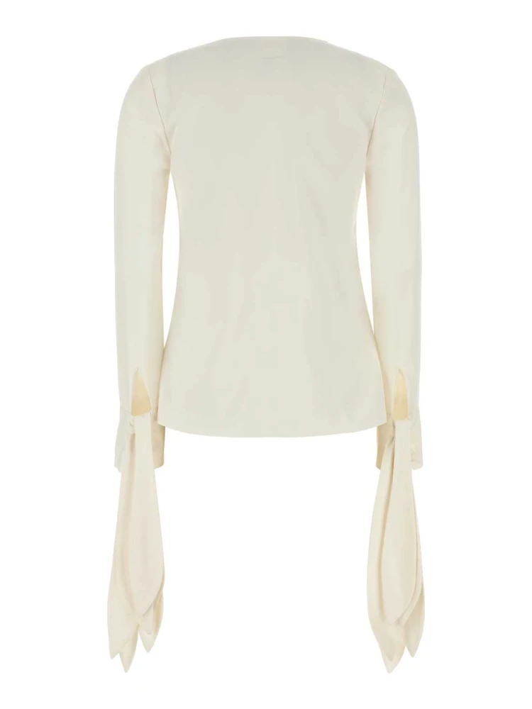 DEEP V-NECK BOW CUFFS BLOUSE alternative