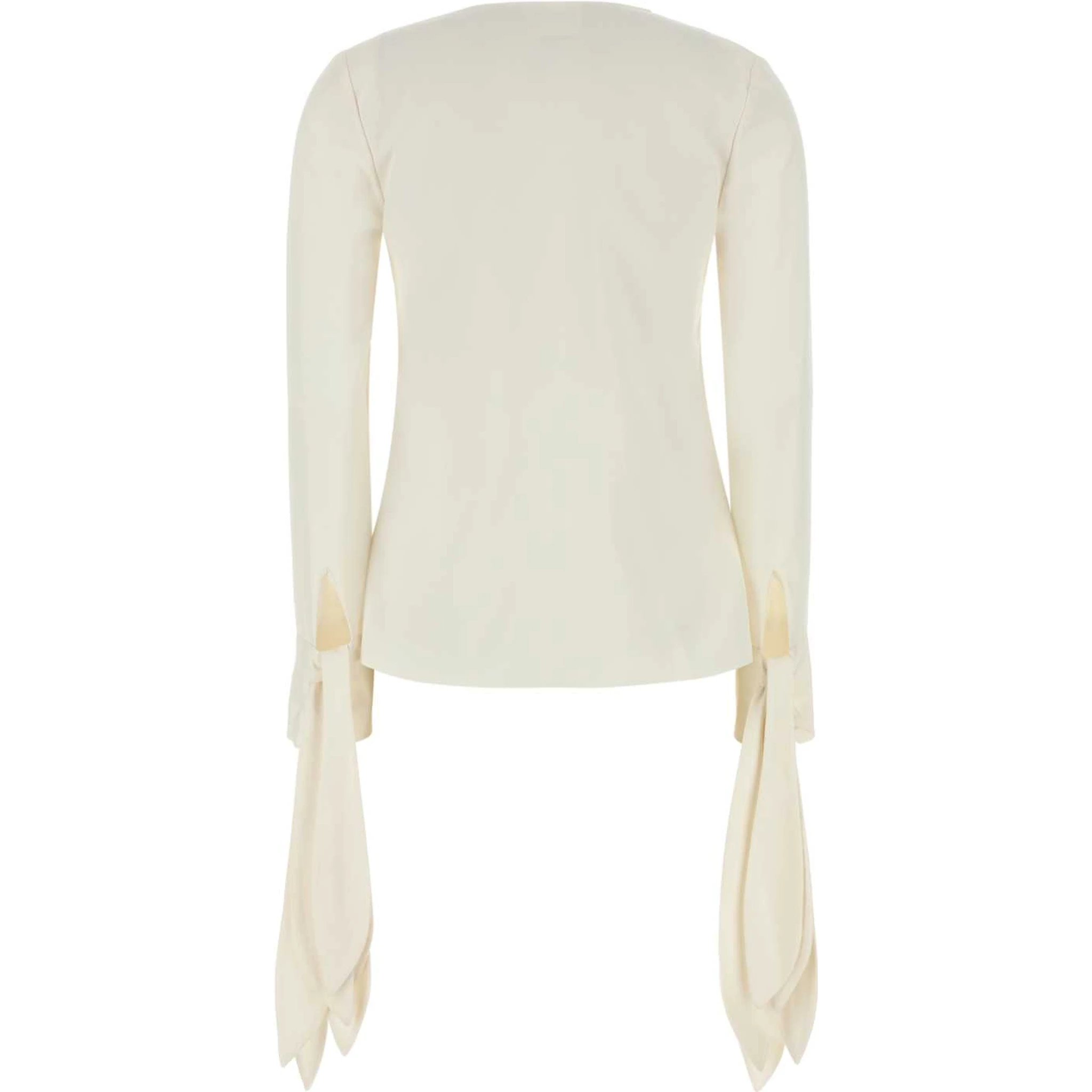 DEEP V-NECK BOW CUFFS BLOUSE