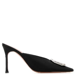 CAMELIA MULE 90 SATIN BLACK  WHITE