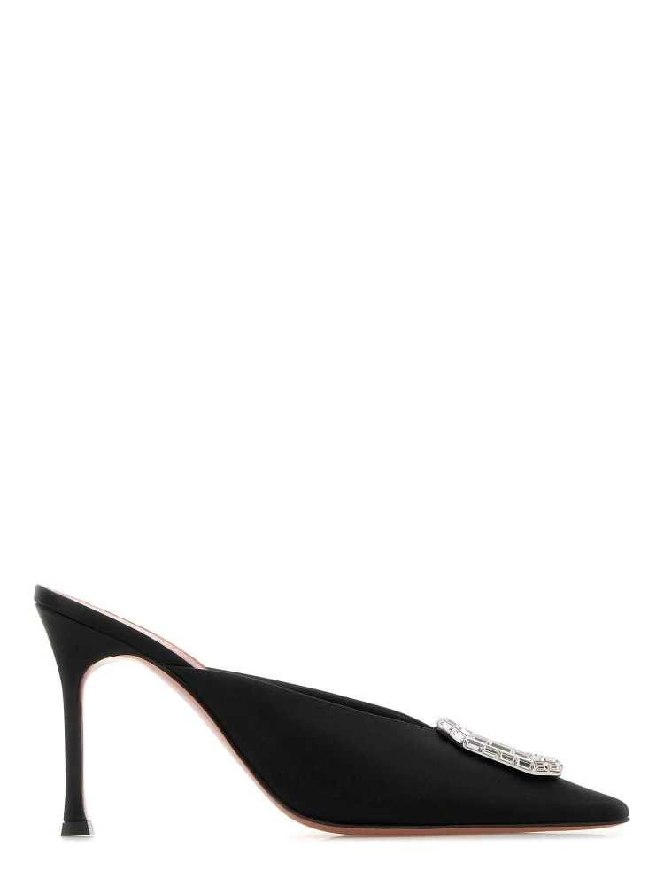 CAMELIA MULE 90 SATIN BLACK  WHITE