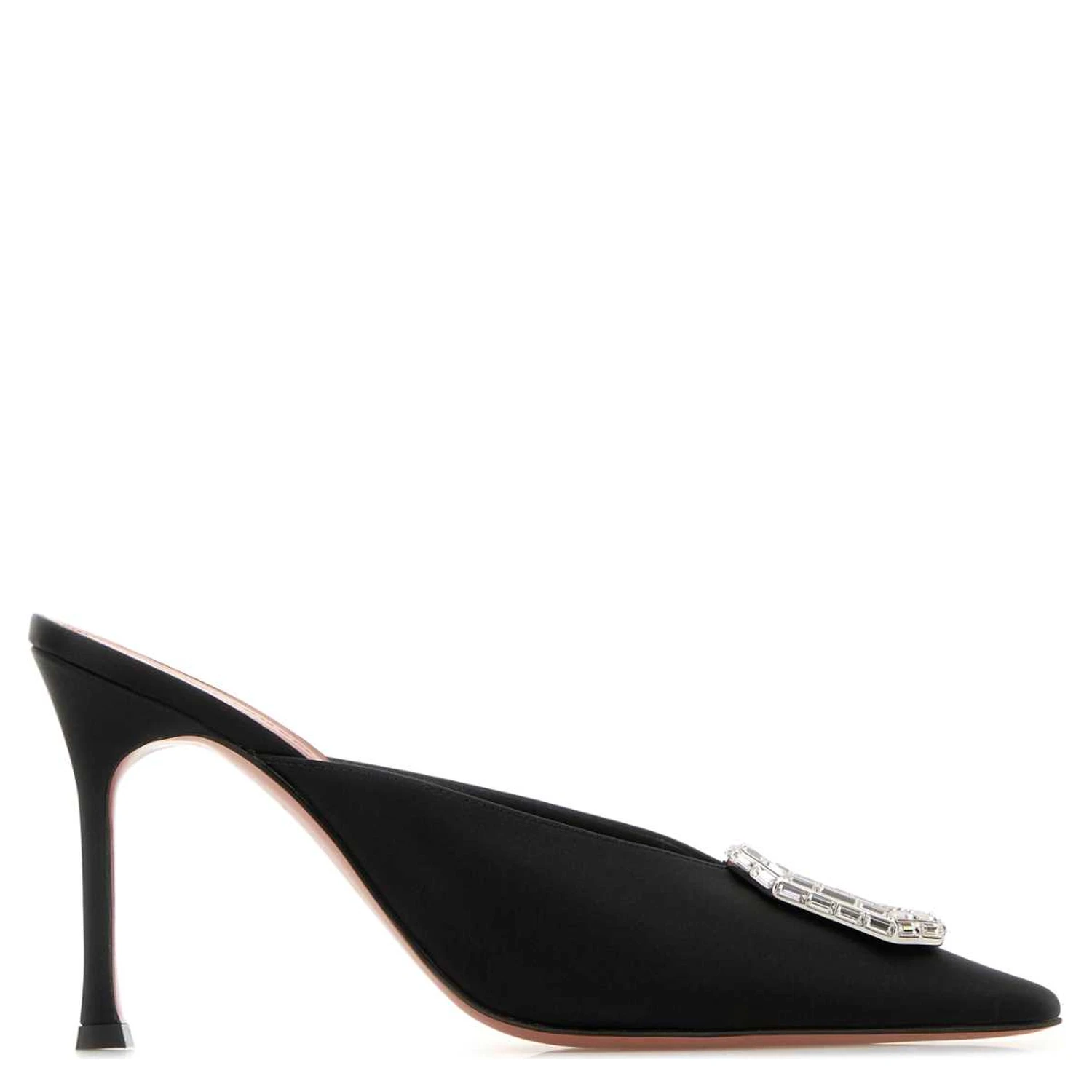 CAMELIA MULE 90 SATIN BLACK  WHITE