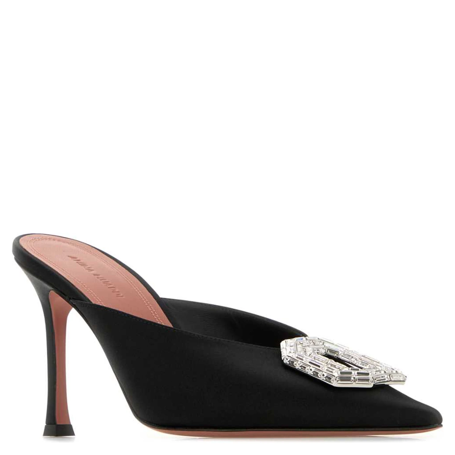 CAMELIA MULE 90 SATIN BLACK  WHITE