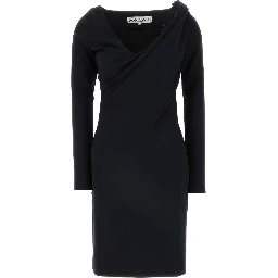 SHOULDER DRAPE V-NECKDRESS