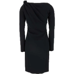 SHOULDER DRAPE V-NECKDRESS