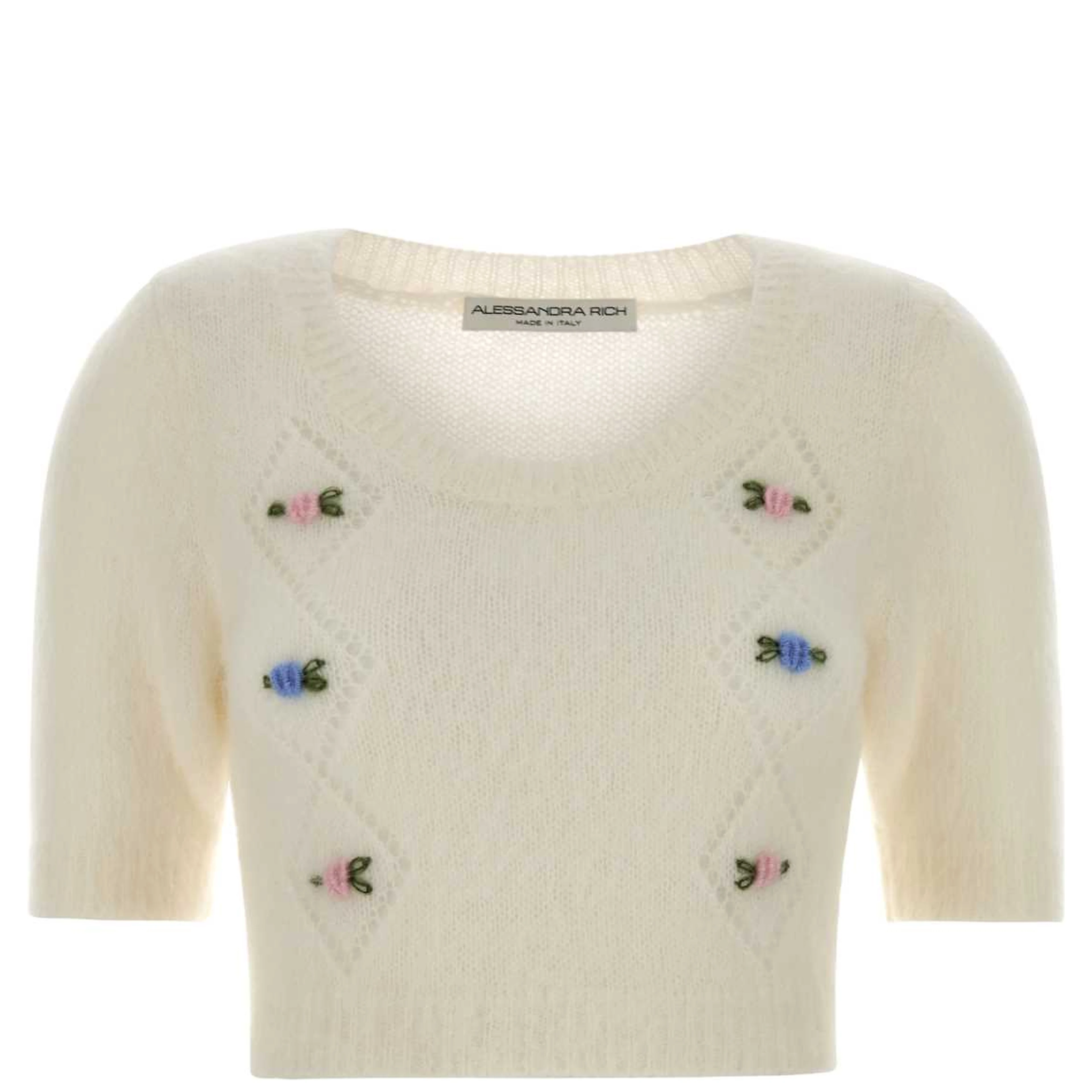 CARDED MOHAIR KNIT JUMPER WITH EMBROIDERY