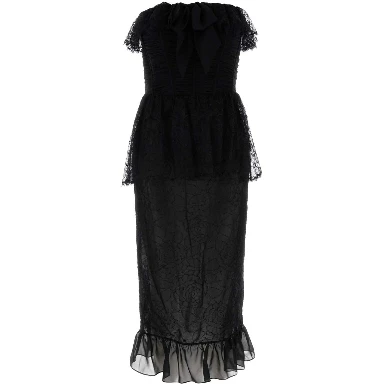 LACE AND SILK GEORGETTE BUSTIER DRESS
