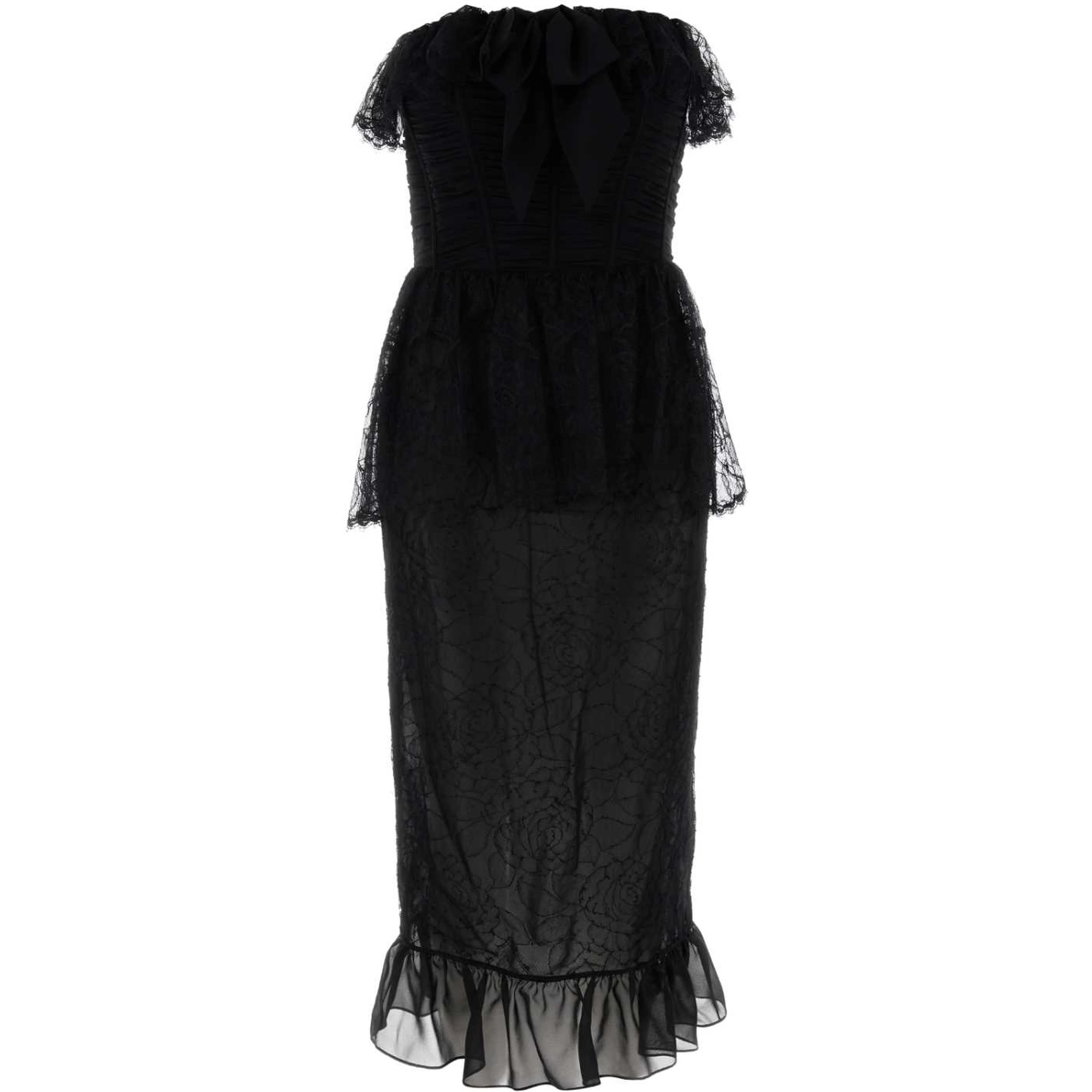 LACE AND SILK GEORGETTE BUSTIER DRESS
