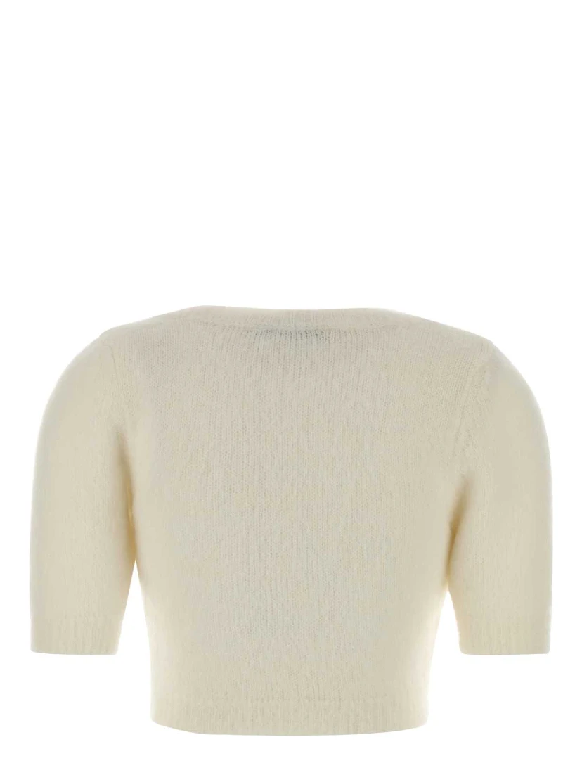 CARDED MOHAIR KNIT JUMPER WITH EMBROIDERY