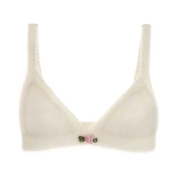 CARDED MOHAIR KNIT BRA WITH EMBROIDERY