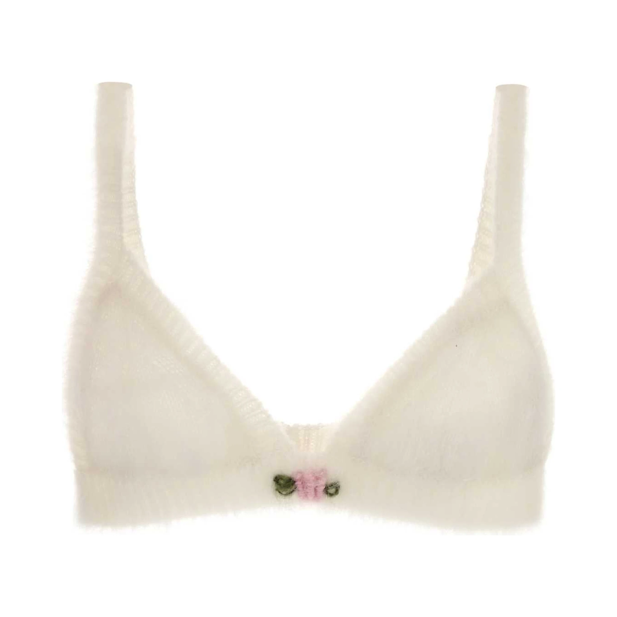 CARDED MOHAIR KNIT BRA WITH EMBROIDERY