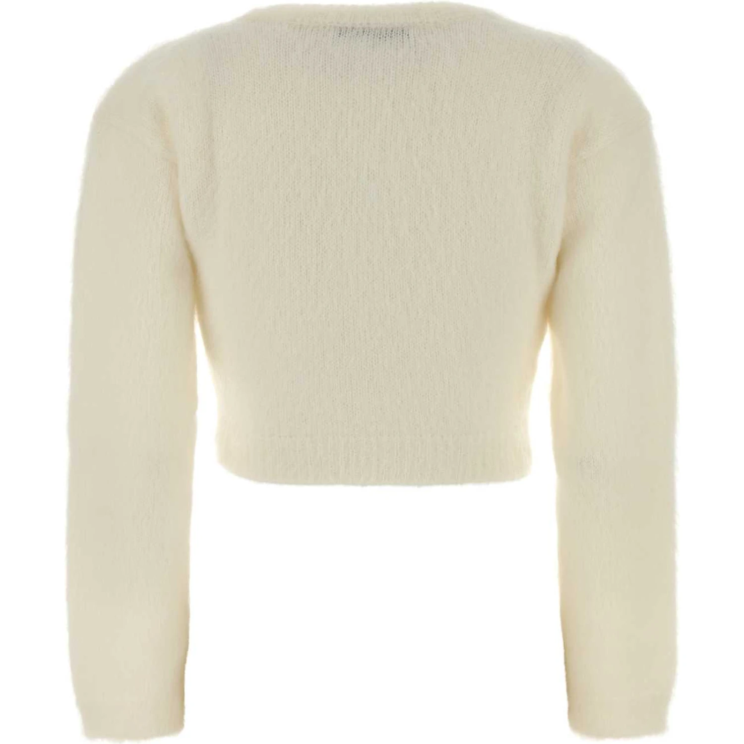 CARDED MOHAIR KNIT CARDIGAN WITH EMBROIDERY