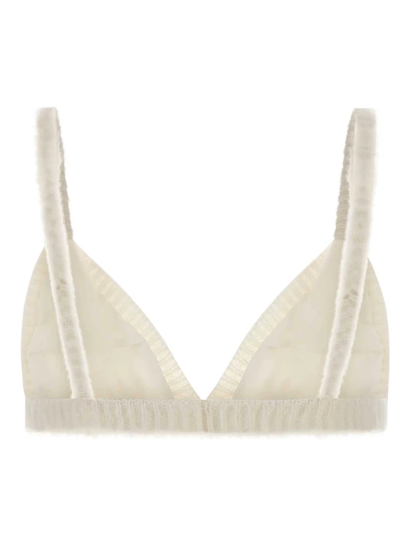 CARDED MOHAIR KNIT BRA WITH EMBROIDERY