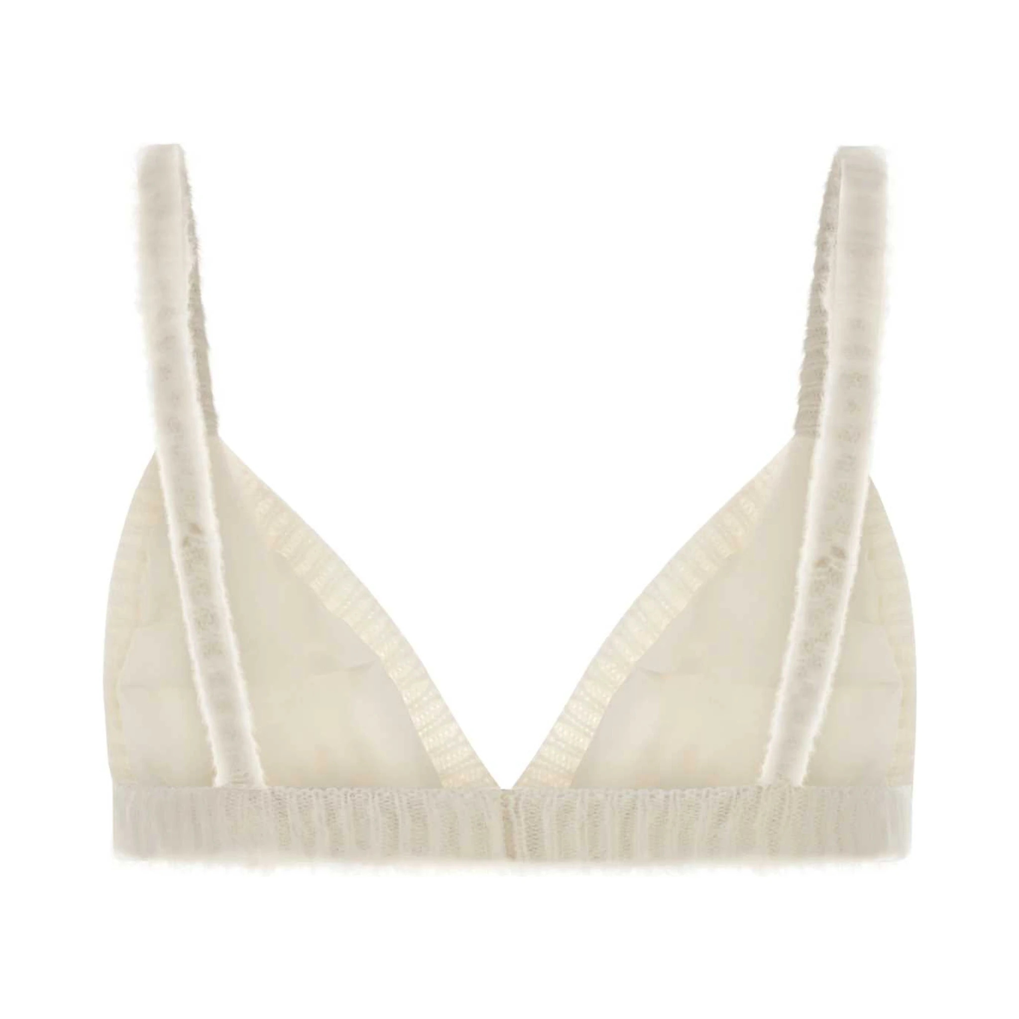 CARDED MOHAIR KNIT BRA WITH EMBROIDERY
