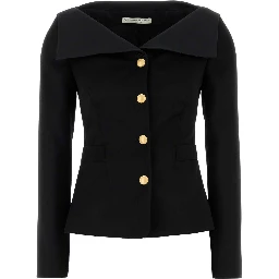 WOOL SATIN JACKET WITH MIKADO COLLAR