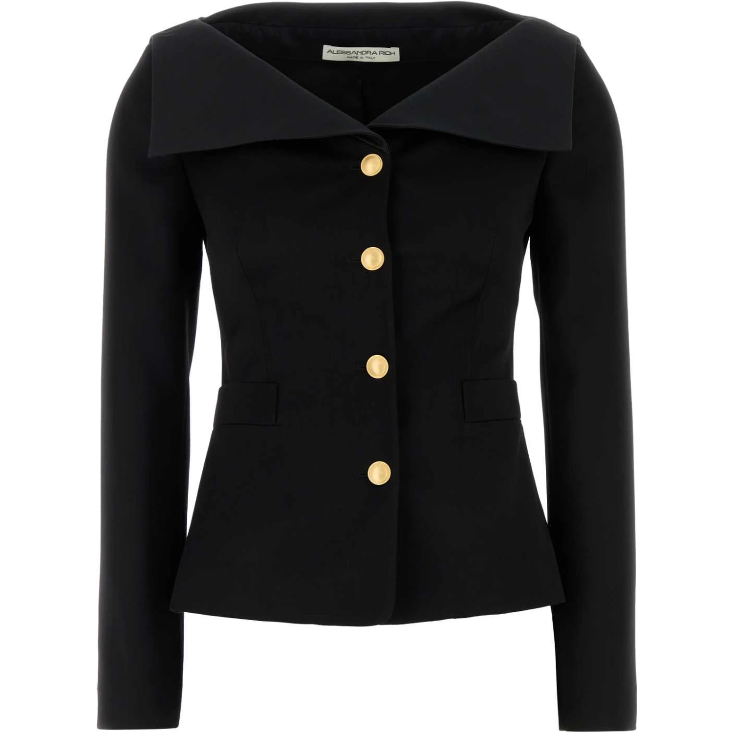 WOOL SATIN JACKET WITH MIKADO COLLAR