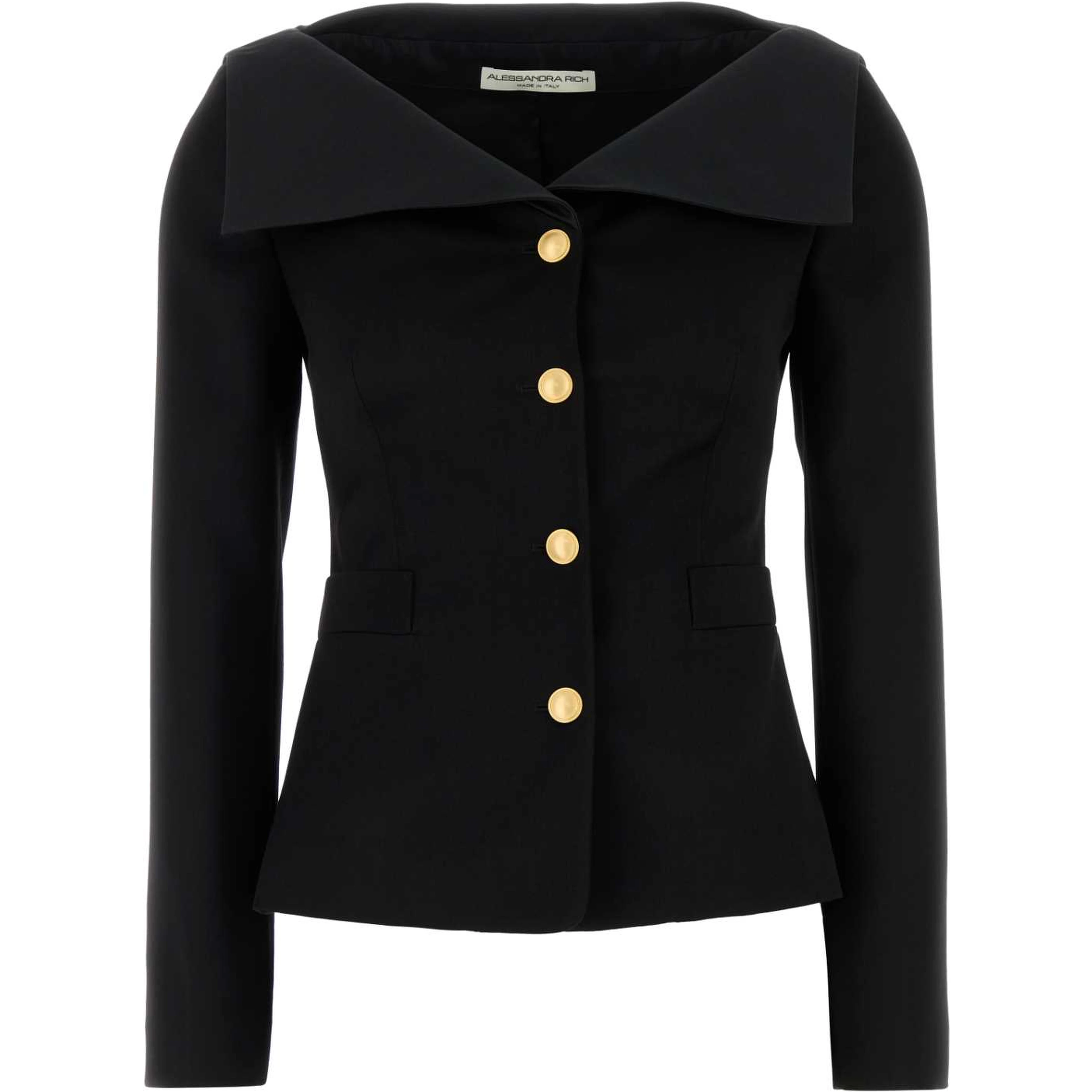 WOOL SATIN JACKET WITH MIKADO COLLAR