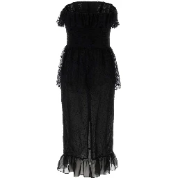 LACE AND SILK GEORGETTE BUSTIER DRESS