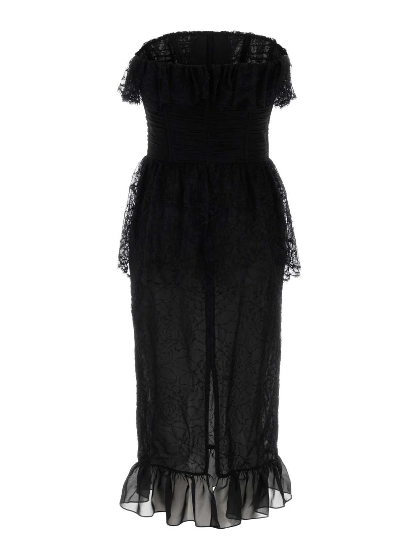 LACE AND SILK GEORGETTE BUSTIER DRESS