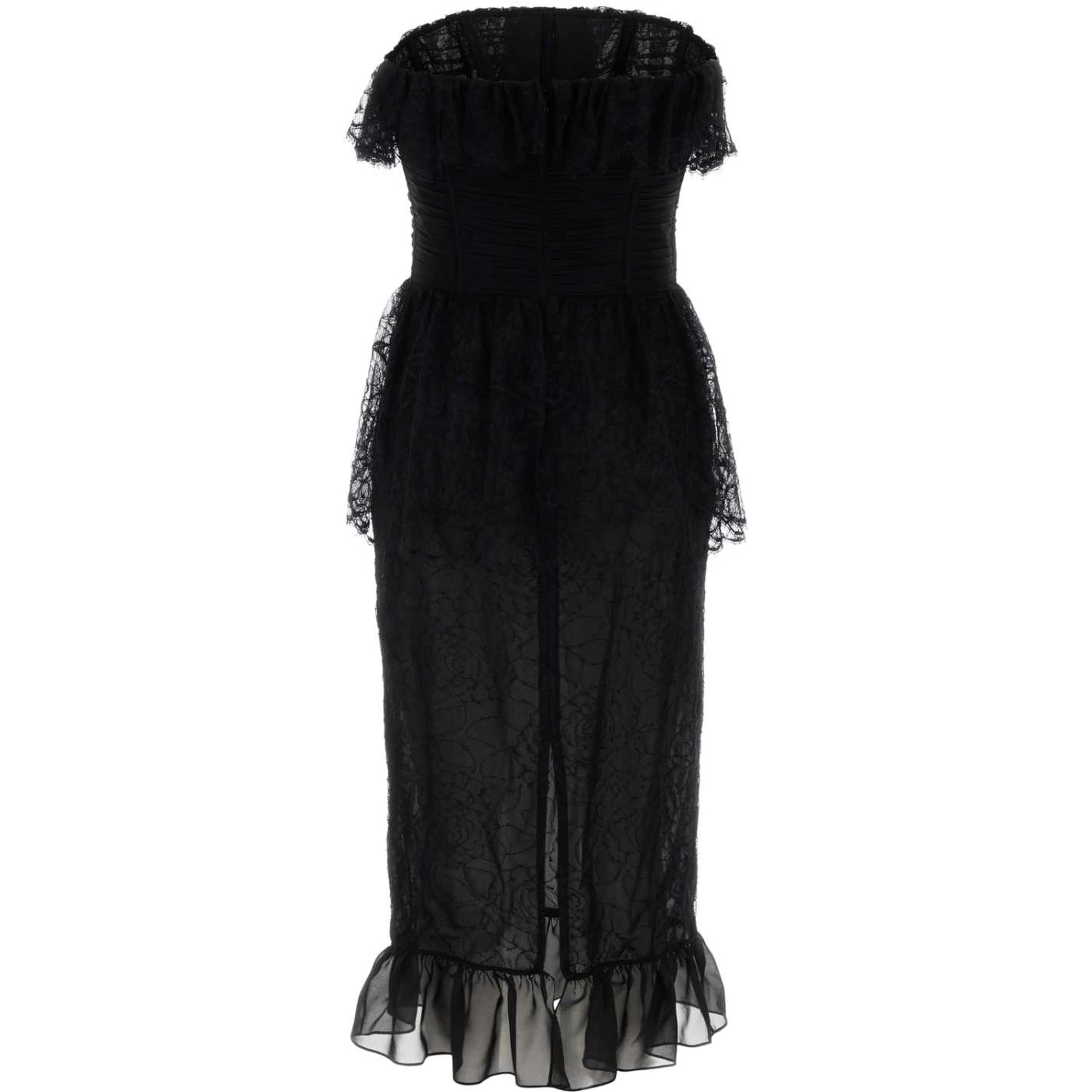 LACE AND SILK GEORGETTE BUSTIER DRESS