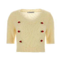 CARDED MOHAIR KNIT JUMPER WITH EMBROIDERY