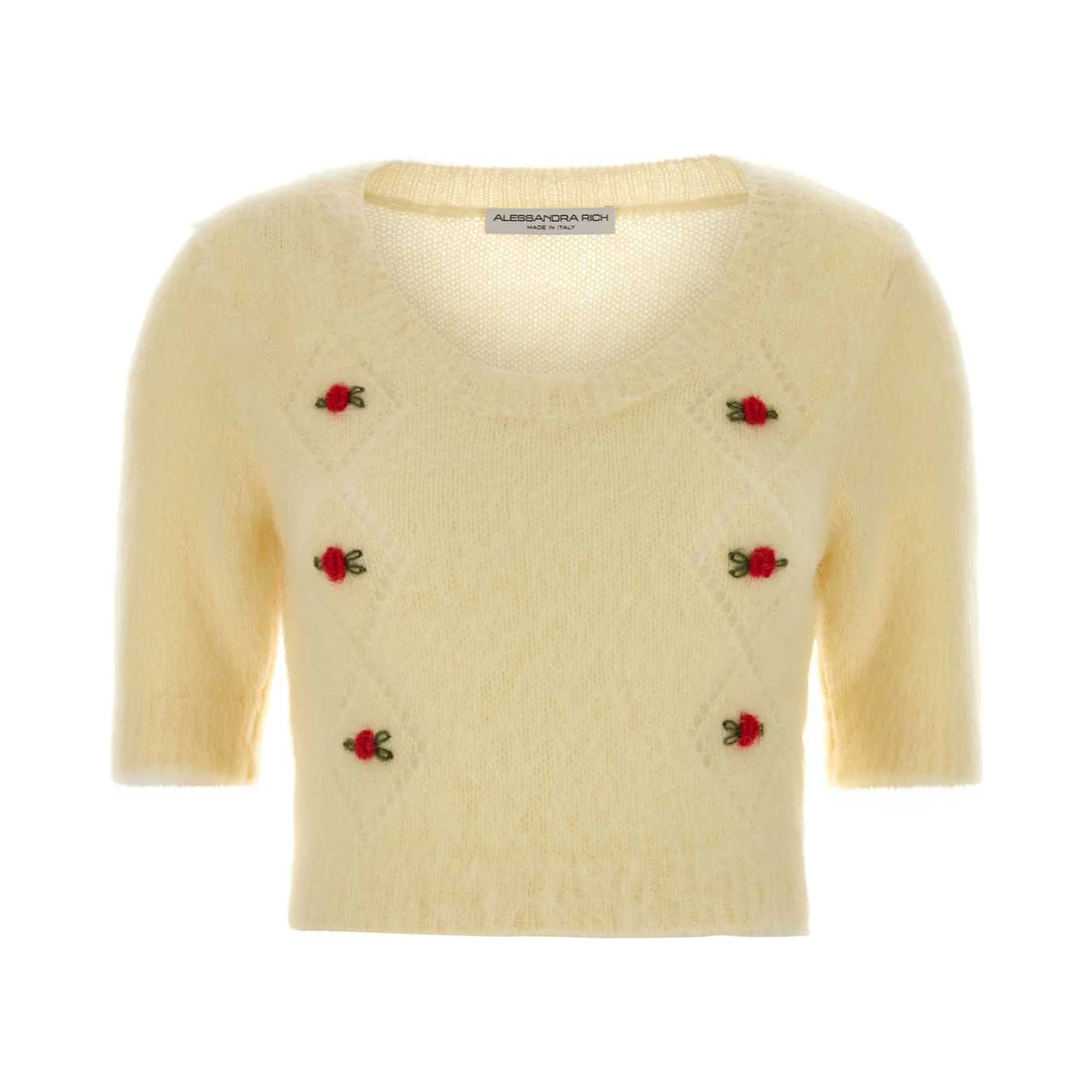 CARDED MOHAIR KNIT JUMPER WITH EMBROIDERY