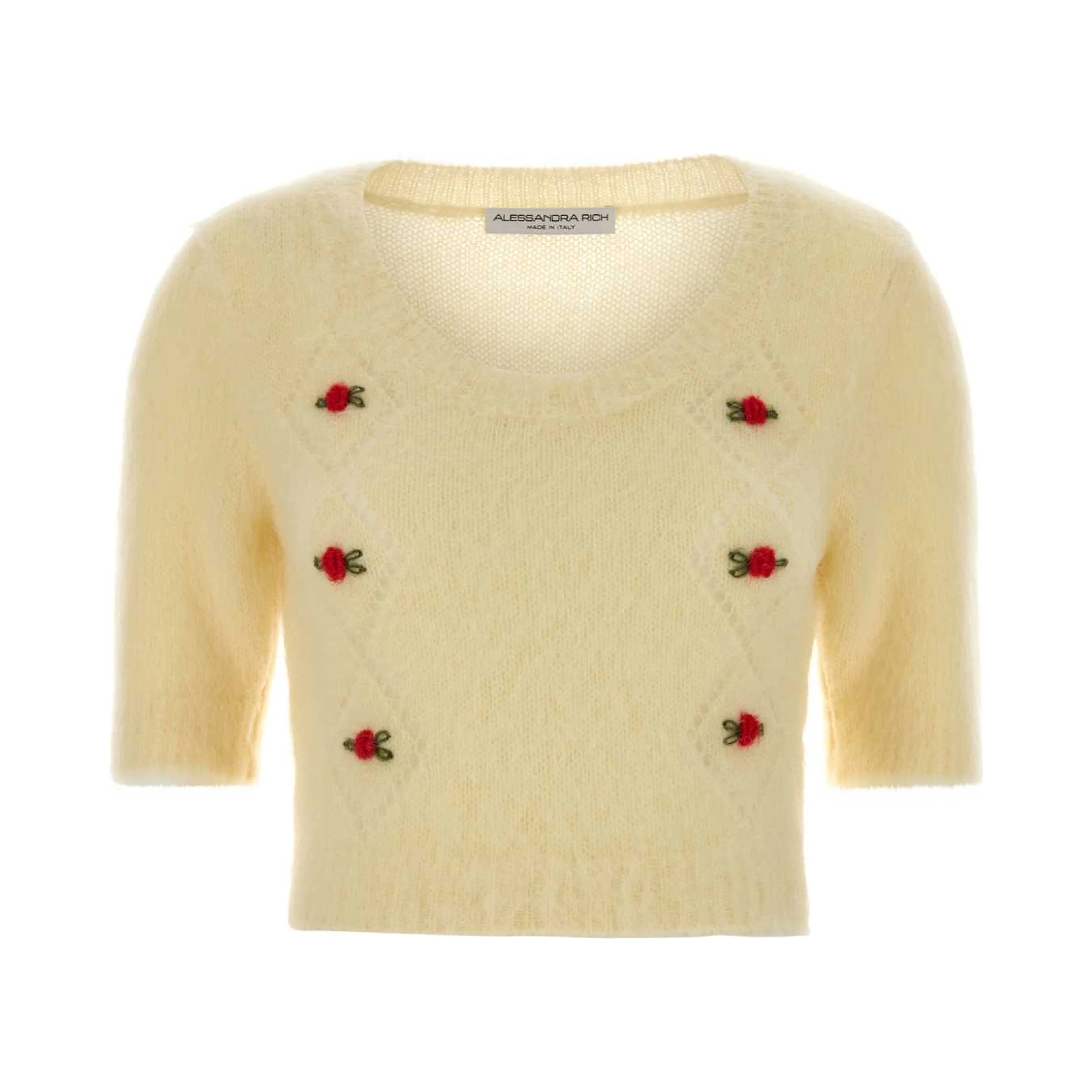 CARDED MOHAIR KNIT JUMPER WITH EMBROIDERY