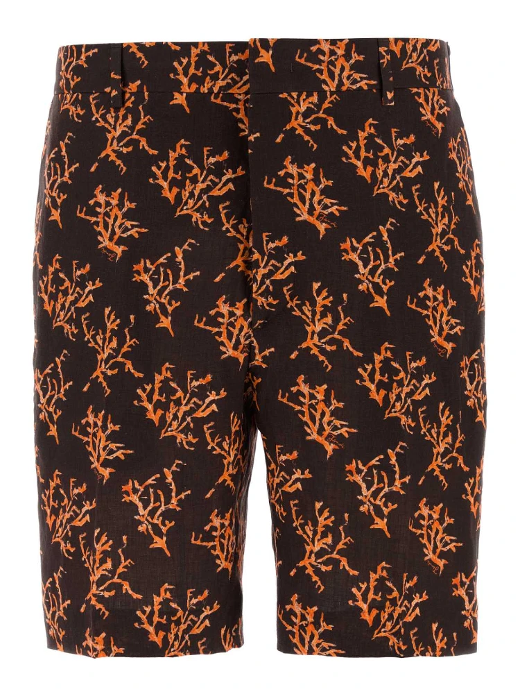 SHORTS LINEN CORAL ALLOVER