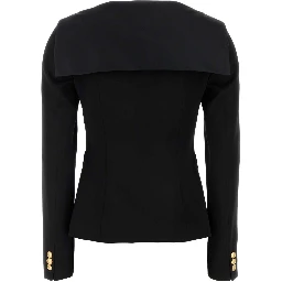 WOOL SATIN JACKET WITH MIKADO COLLAR