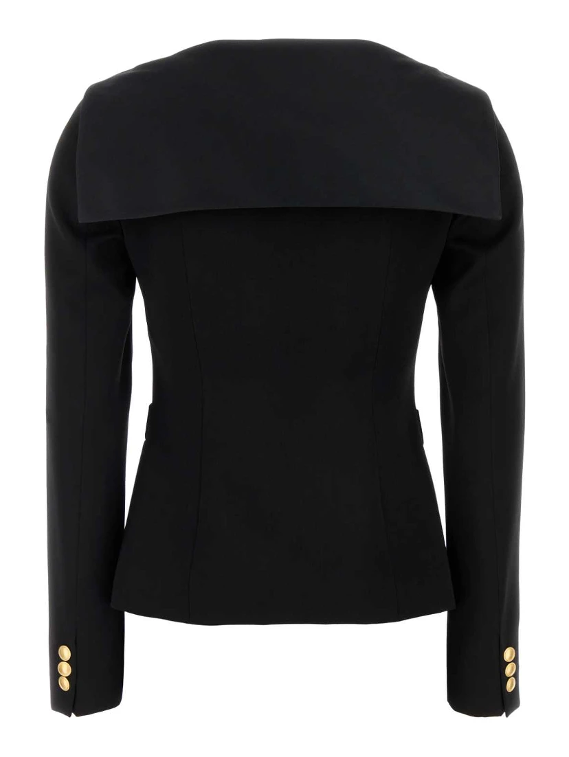 WOOL SATIN JACKET WITH MIKADO COLLAR