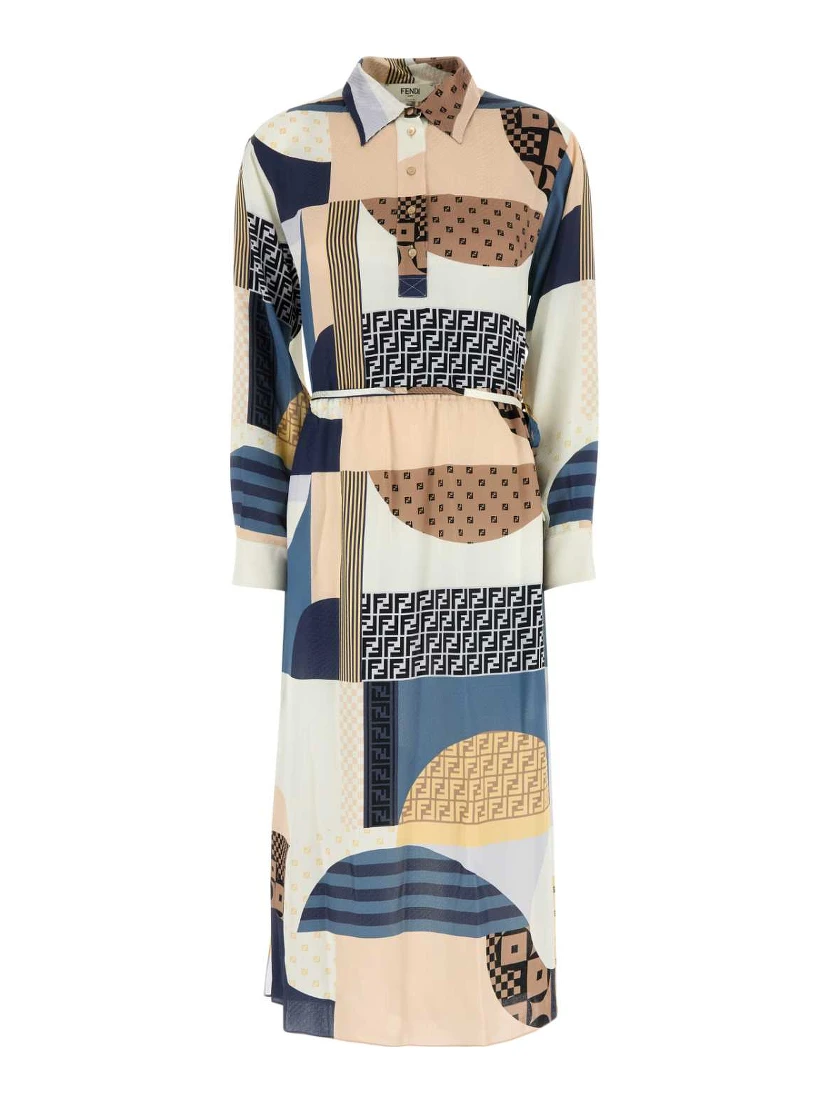 DRESS PATCHWORK CREPE SATIN