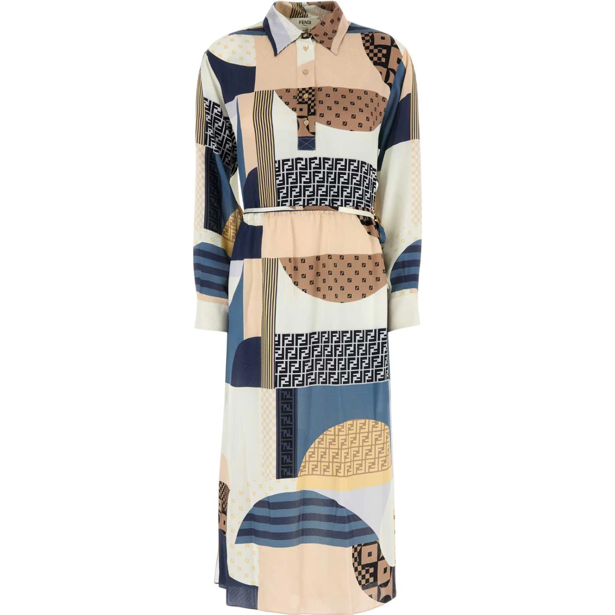 DRESS PATCHWORK CREPE SATIN