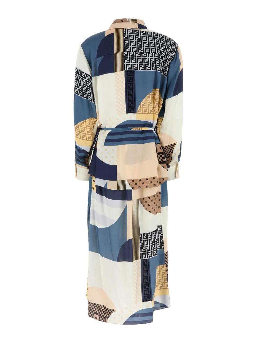 DRESS PATCHWORK CREPE SATIN