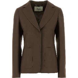 BROWN SINGLE BREAST JACKET