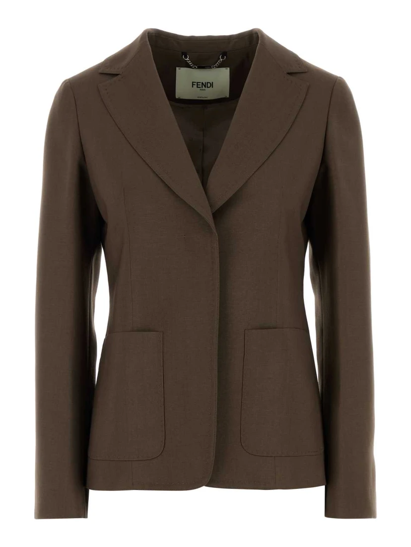 BROWN SINGLE BREAST JACKET