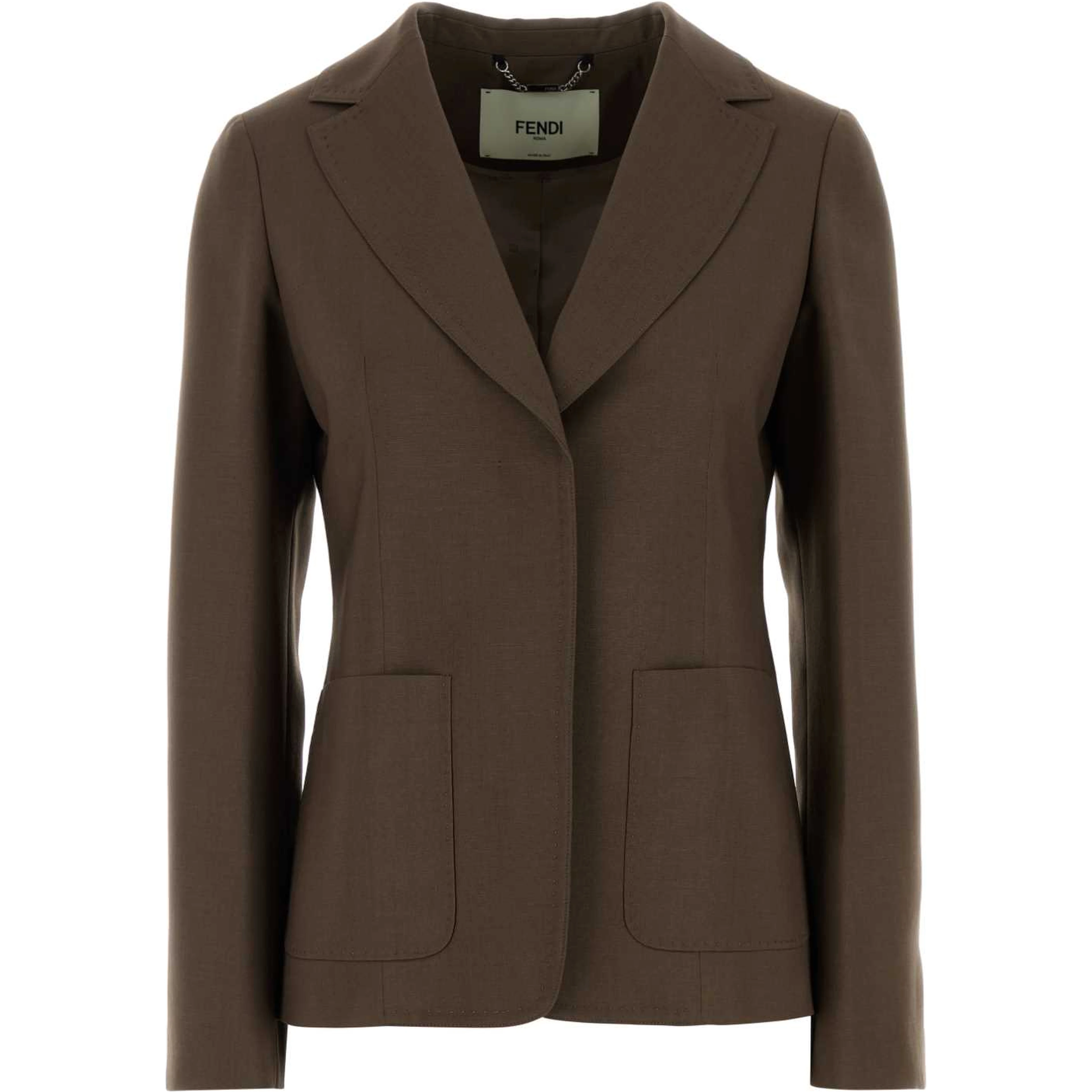 BROWN SINGLE BREAST JACKET
