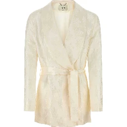 SCIALLE BELTED JAQUARD FLOWER JKT