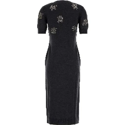 MIDI KNITTED SEQUINED FLOWER DRESS