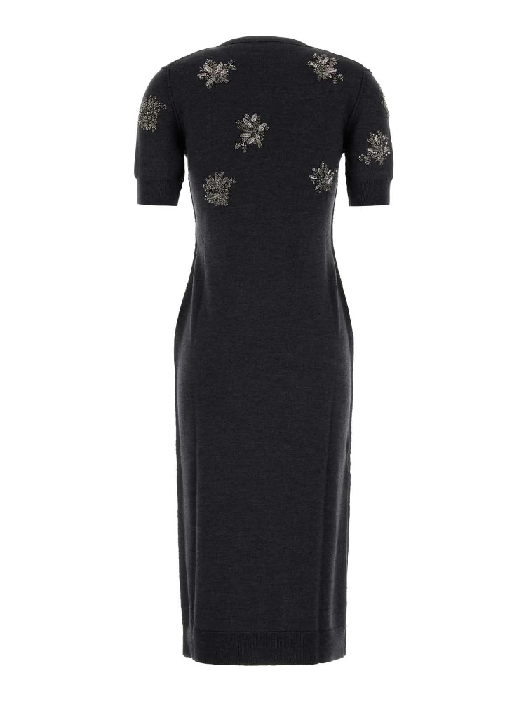 MIDI KNITTED SEQUINED FLOWER DRESS alternative