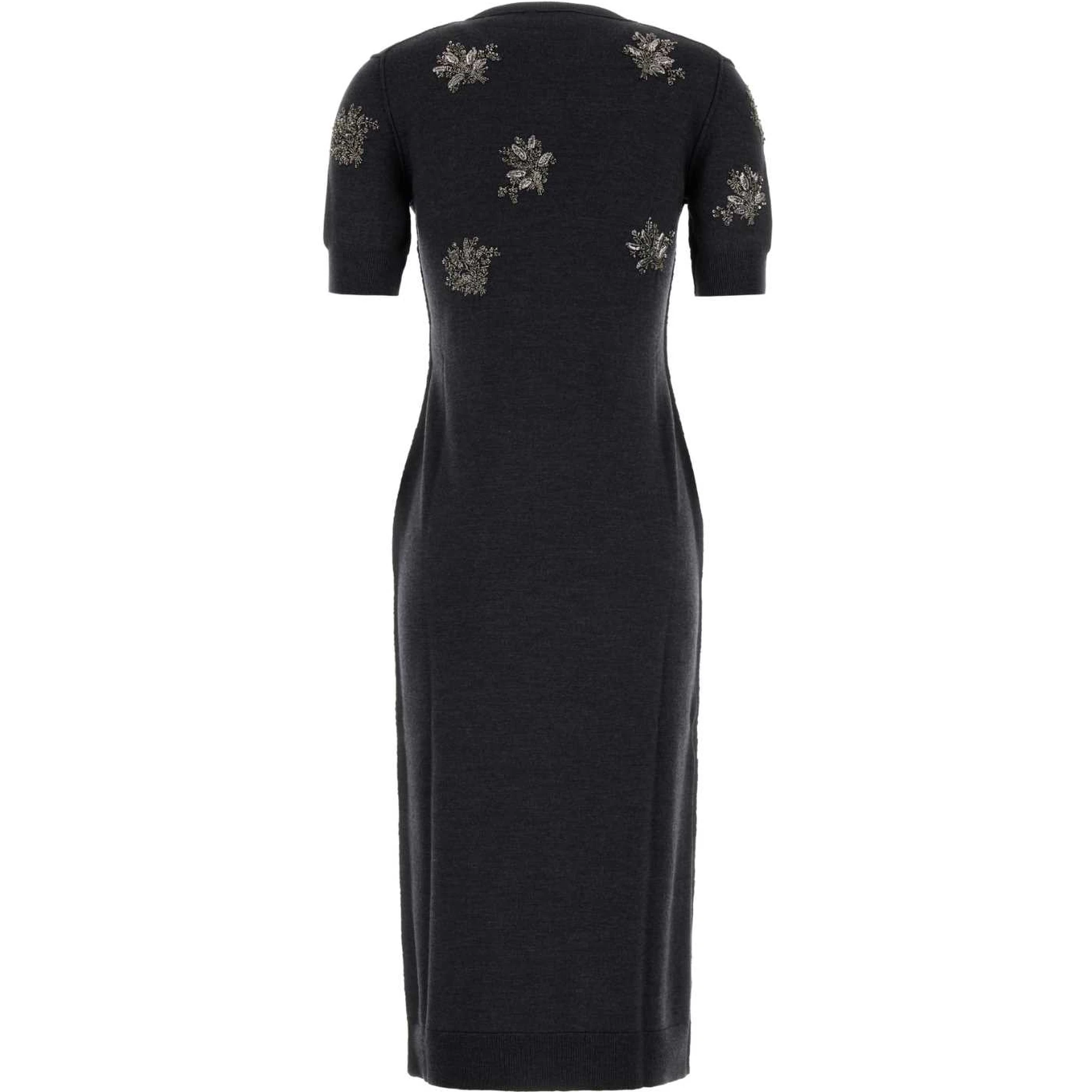 MIDI KNITTED SEQUINED FLOWER DRESS