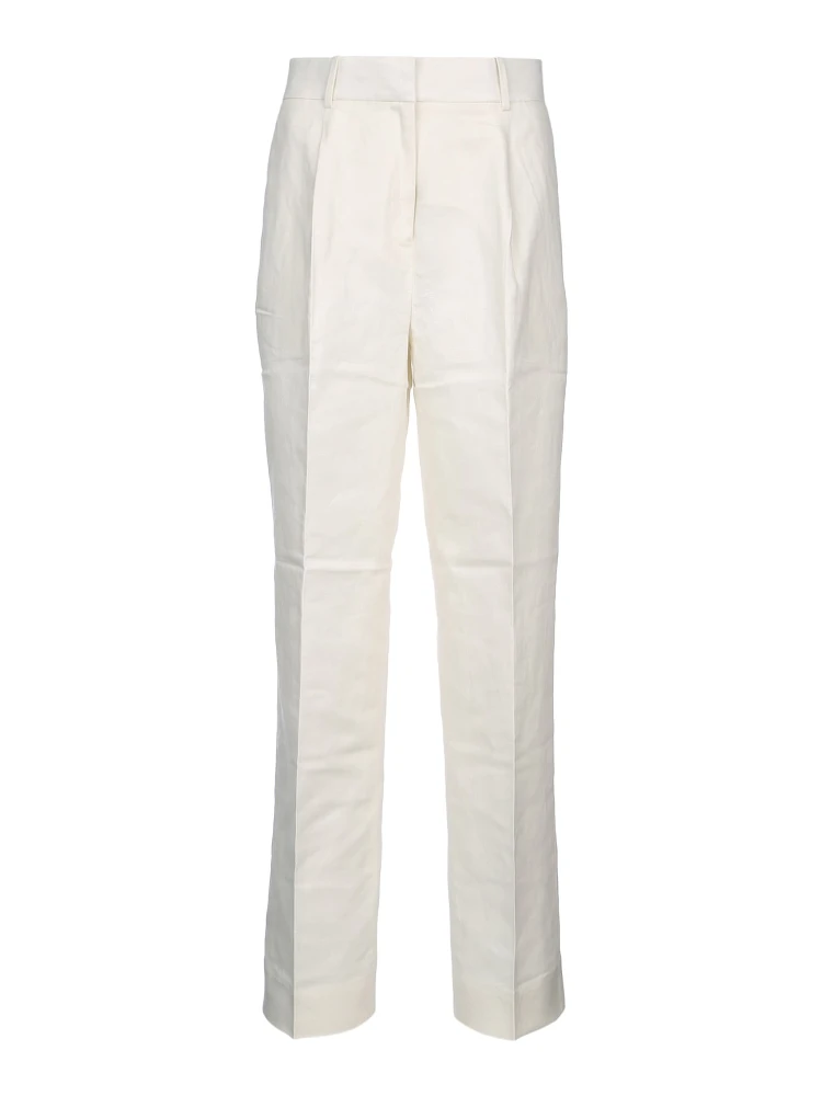 STRUCTURED LINEN PLEATED PANT