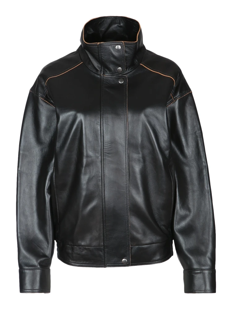 CONTRAST LAMB LEATHER PANELED BO