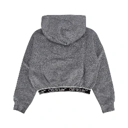 BOOKISH LOGO BAND HOODIE CROP SILVER  B
