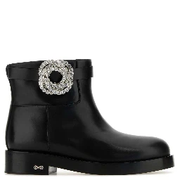 GALAXY BLACK LEATHER ANKLE BOOTS(40MM)