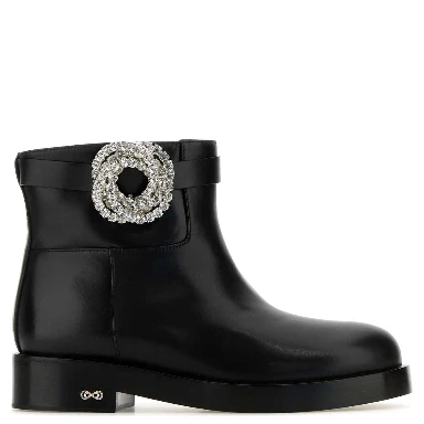 GALAXY BLACK LEATHER ANKLE BOOTS(40MM)