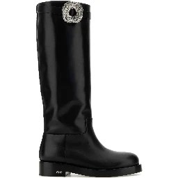 GALAXY BLACK LEATHER  RIDING BOOTS(40MM)