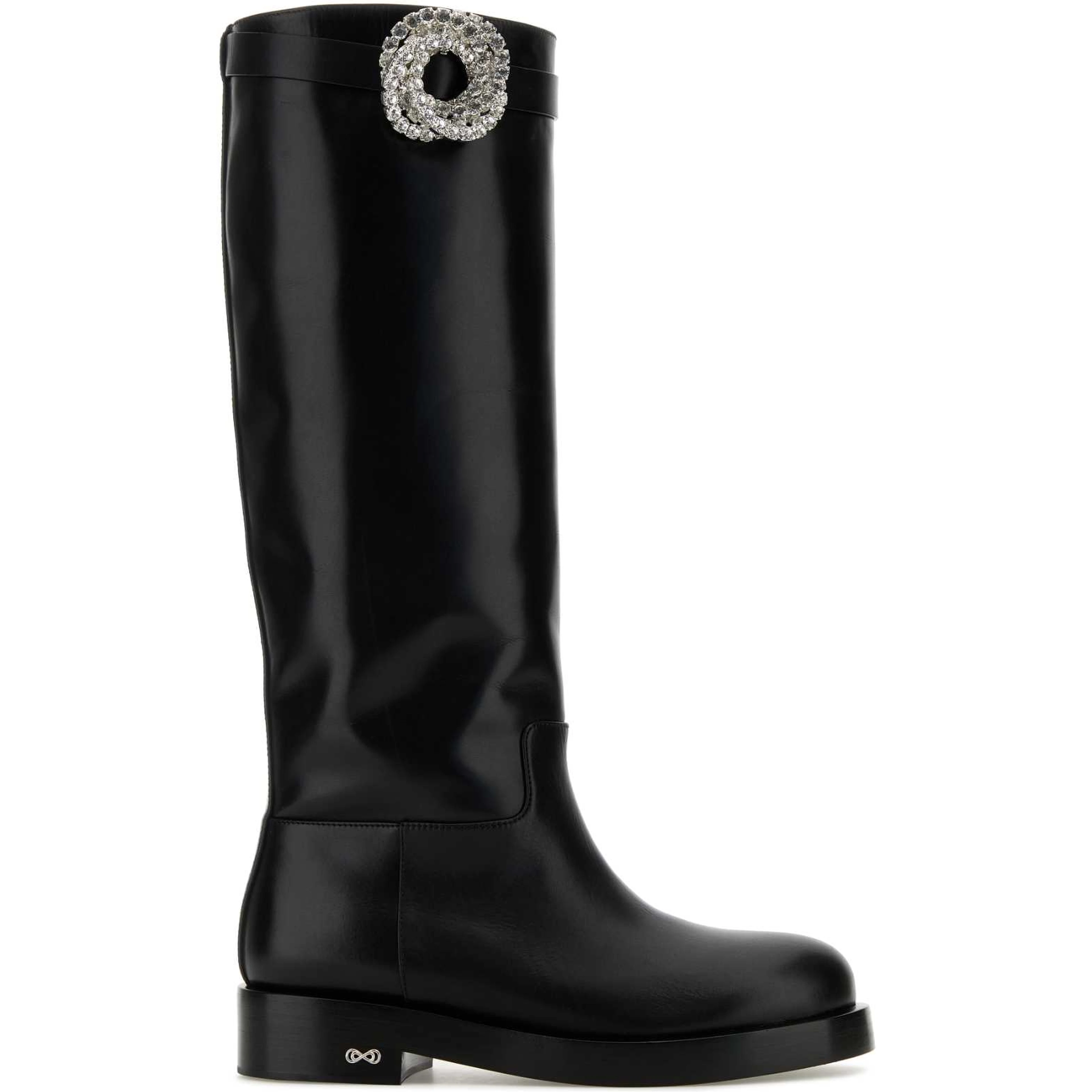 GALAXY BLACK LEATHER  RIDING BOOTS(40MM)